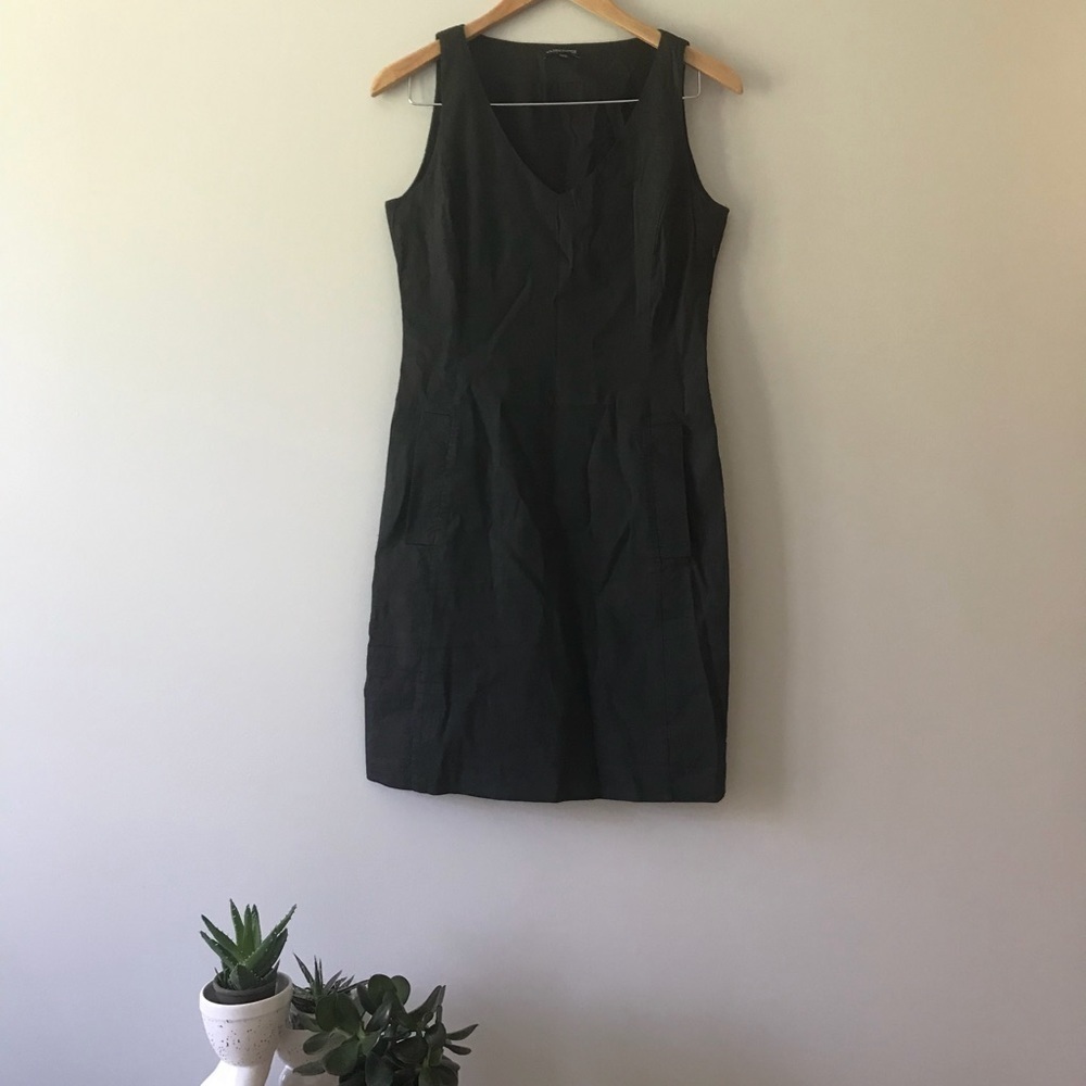 EUC Eileen Fisher Black Linen Sheath Dress Sz 4​​​​​​